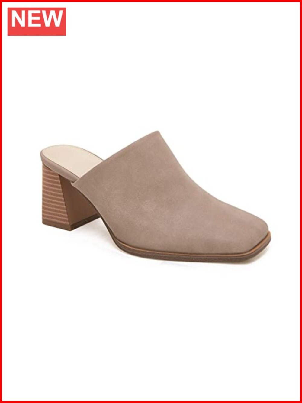 Womens Chunky Stacked Heel Mules Closed Square Toe Slip on Clogs Backless